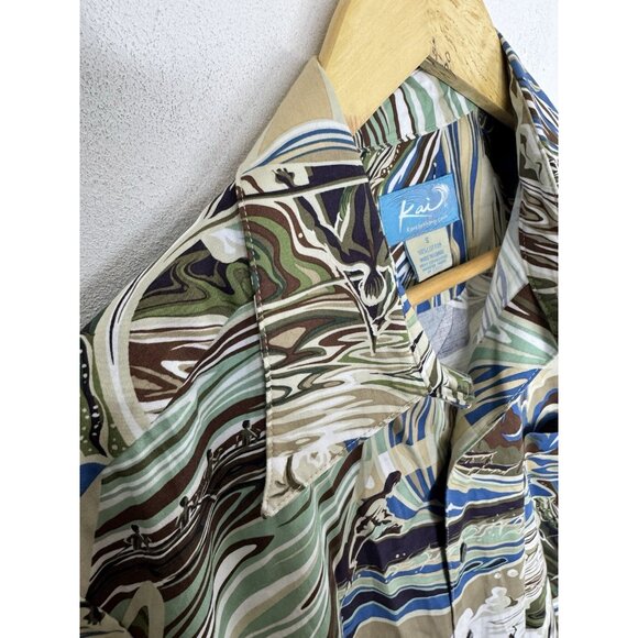 Kai Aloha Surf Shirt Men’s S 100% Cotton Made in Hawaii Ocean Wave Print - Picture 3 of 4